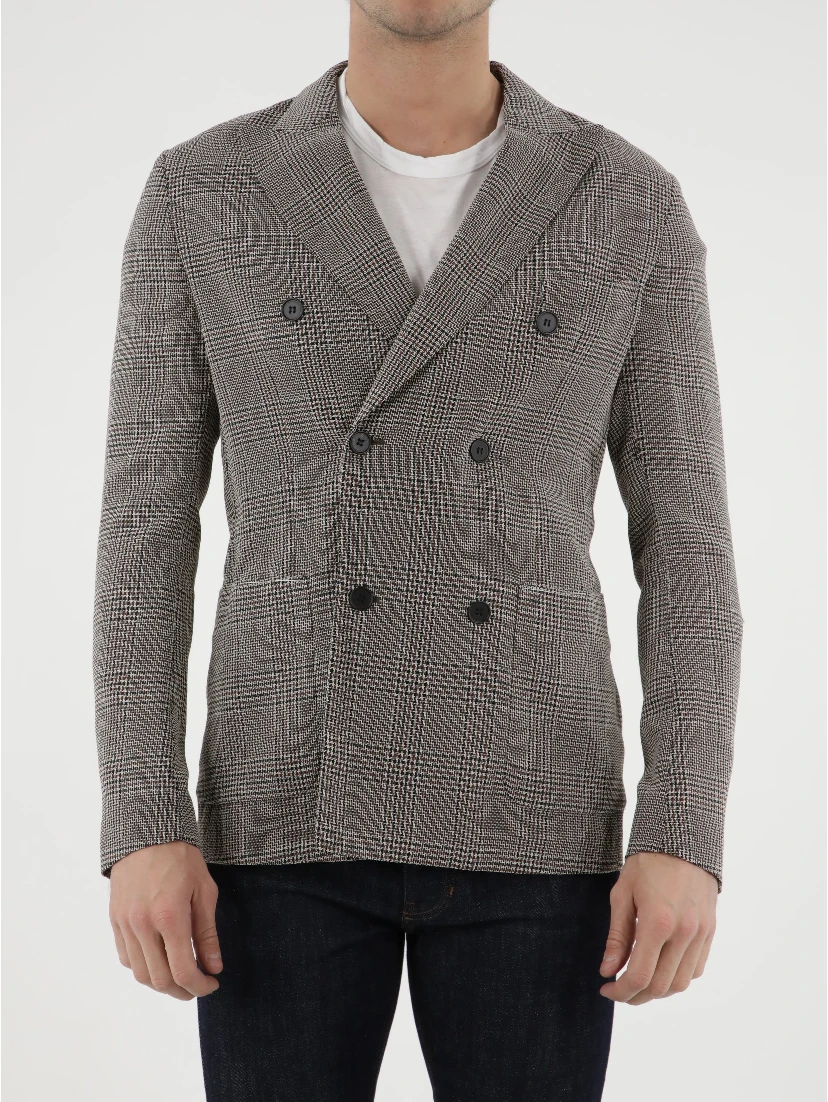 Double-breasted Glen plaid jacket