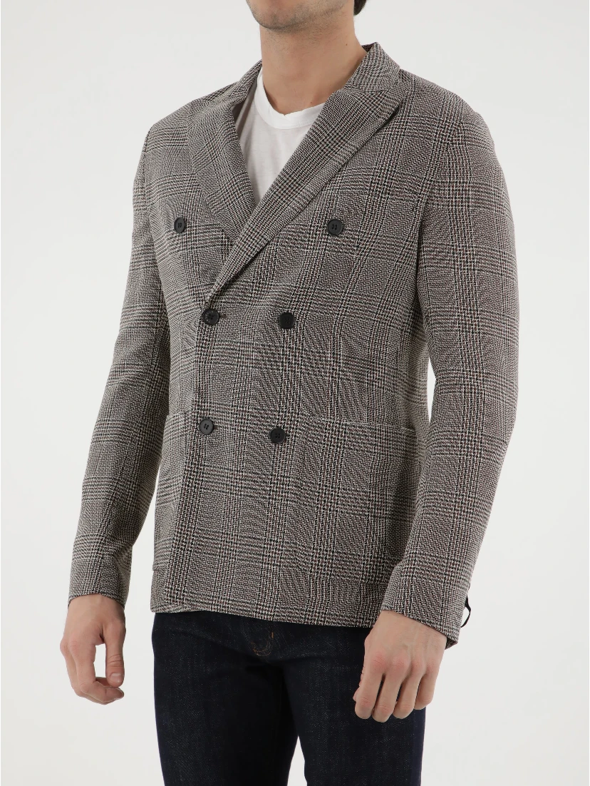 Double-breasted Glen plaid jacket