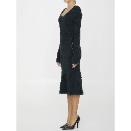 Aran knit long-sleeve midi dress