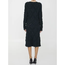 Aran knit long-sleeve midi dress