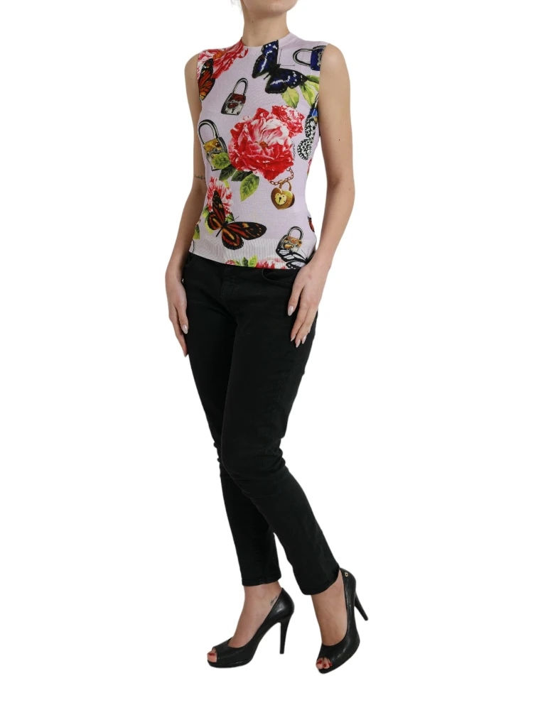 Multicolor Floral Padlock Butterfly Tank Top alternative