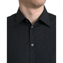 Black Cotton Men Formal GOLD Dress Shirt