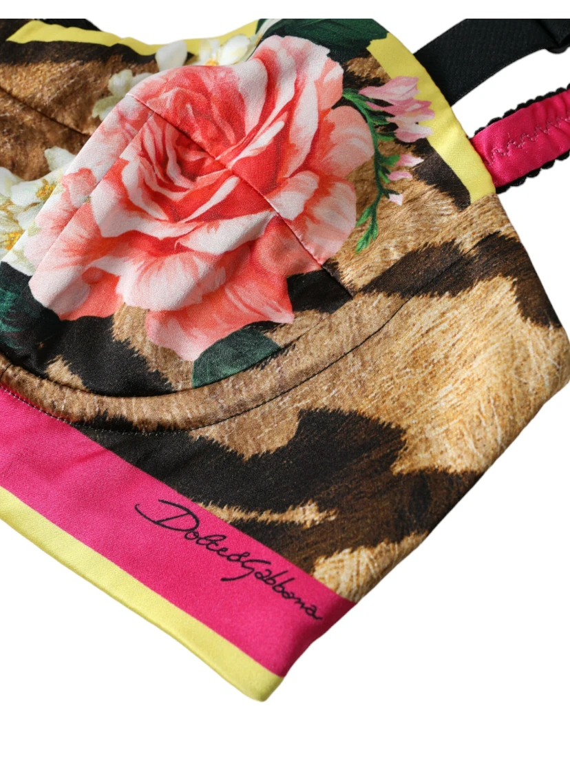 Multicolor Floral Sleeveless Bustier Crop Top