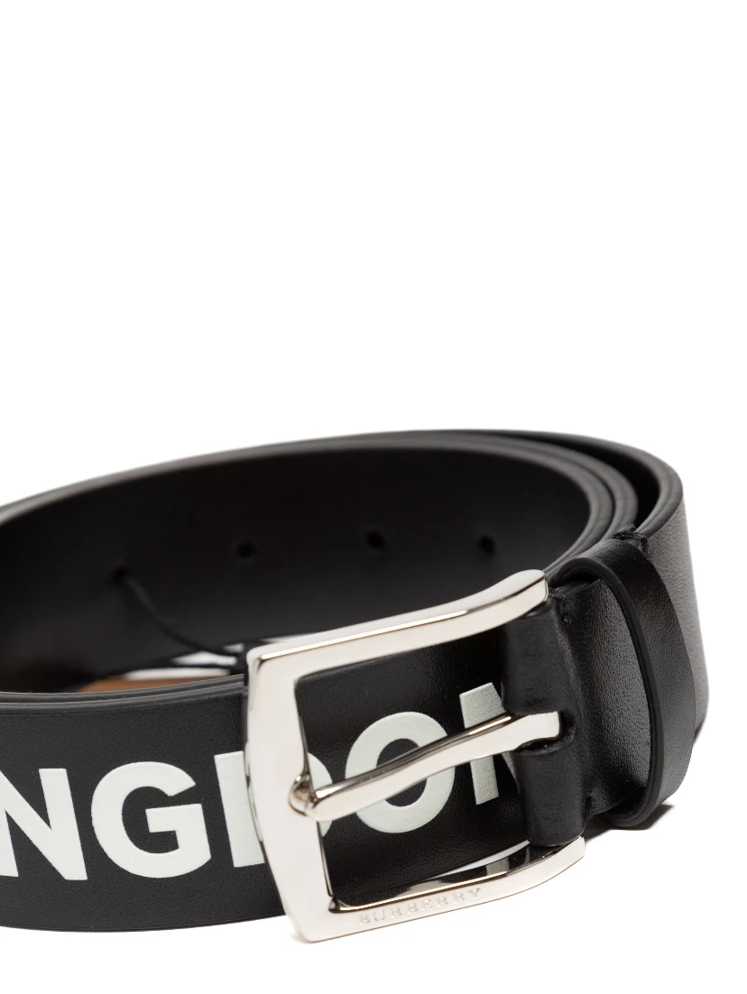 Burberry Gray black leather belt.