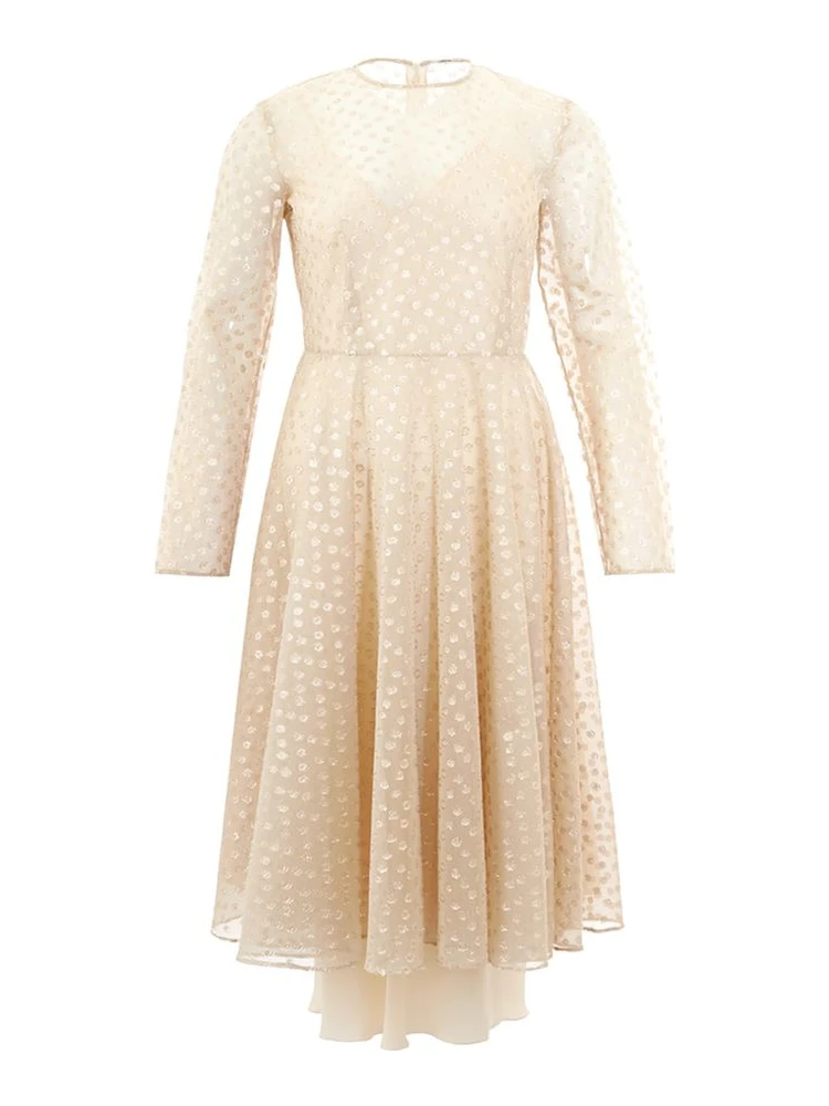 Beige Cotton Cocktail Dress