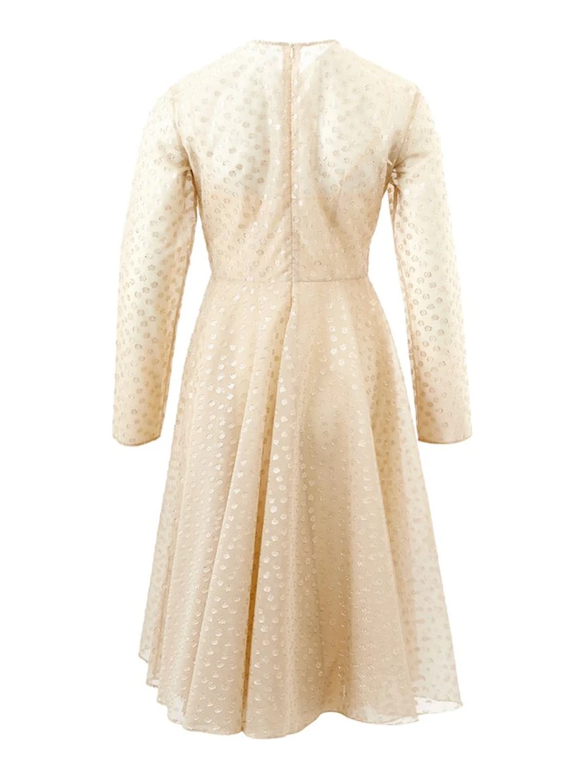 Beige Cotton Cocktail Dress