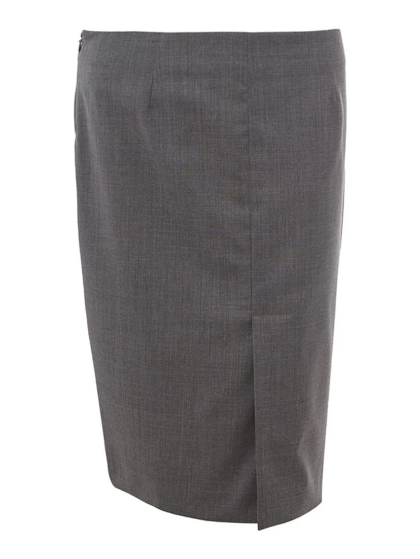 Gray Wool Midi Skirt