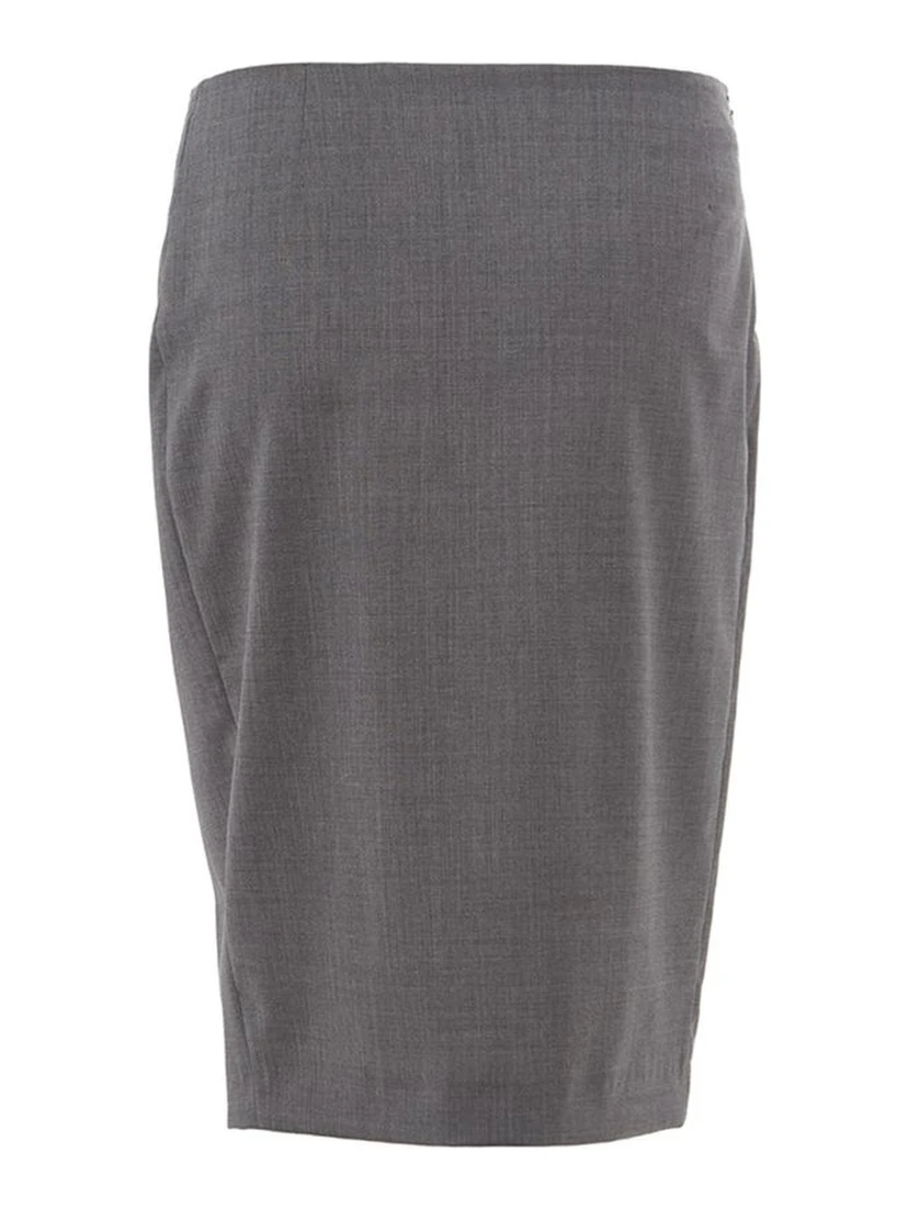 Gray Wool Midi Skirt