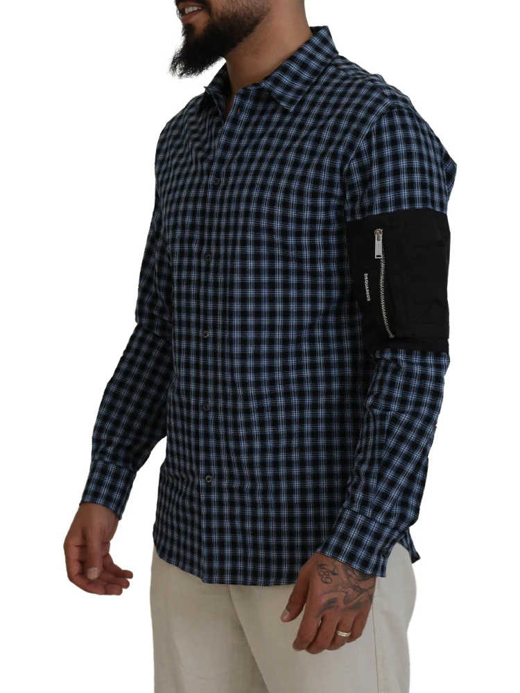 Multicolor Black Arm Plaid Men Long Sleeves Shirt alternative
