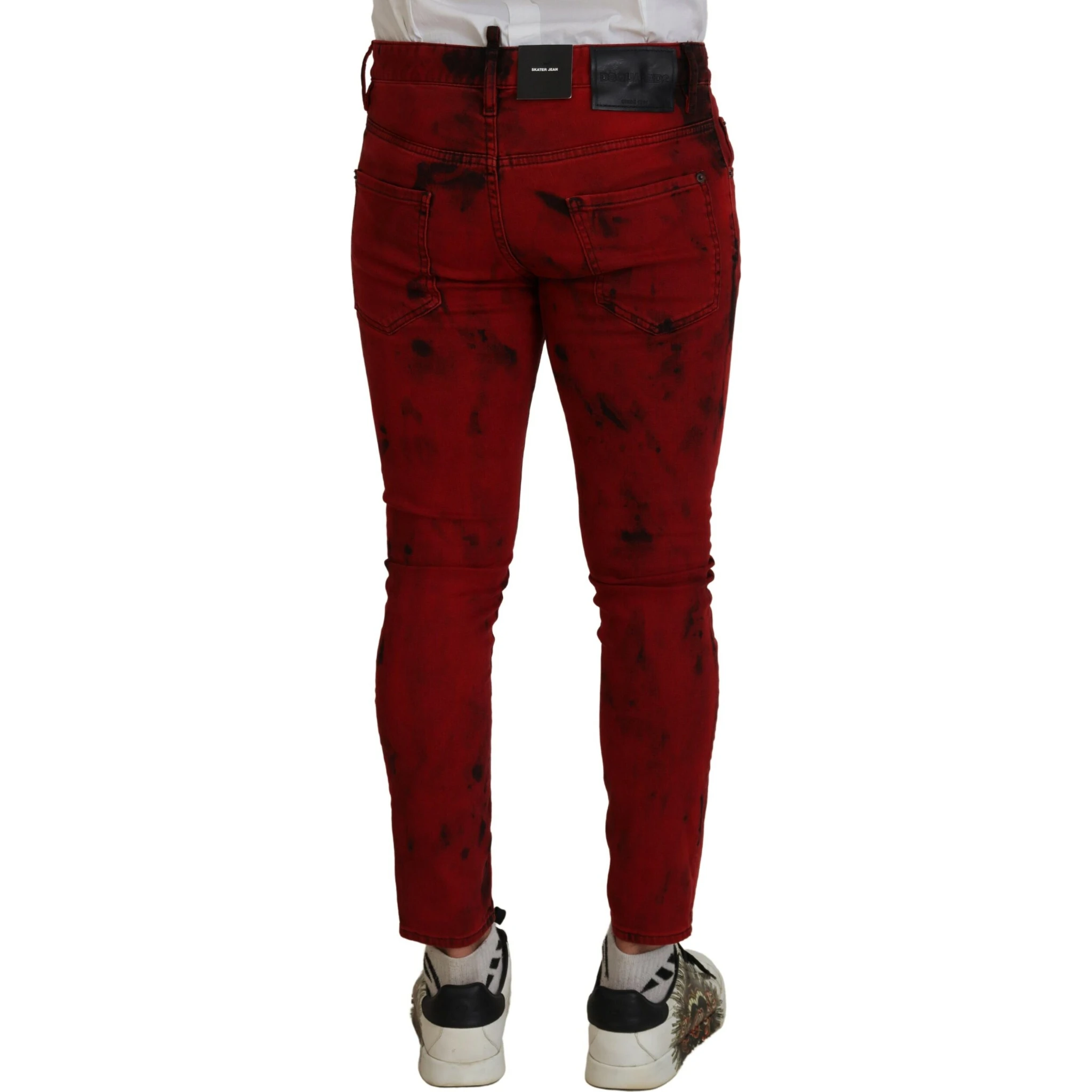 Red Cotton Tie Dye Skinny Casual Denim Jeans