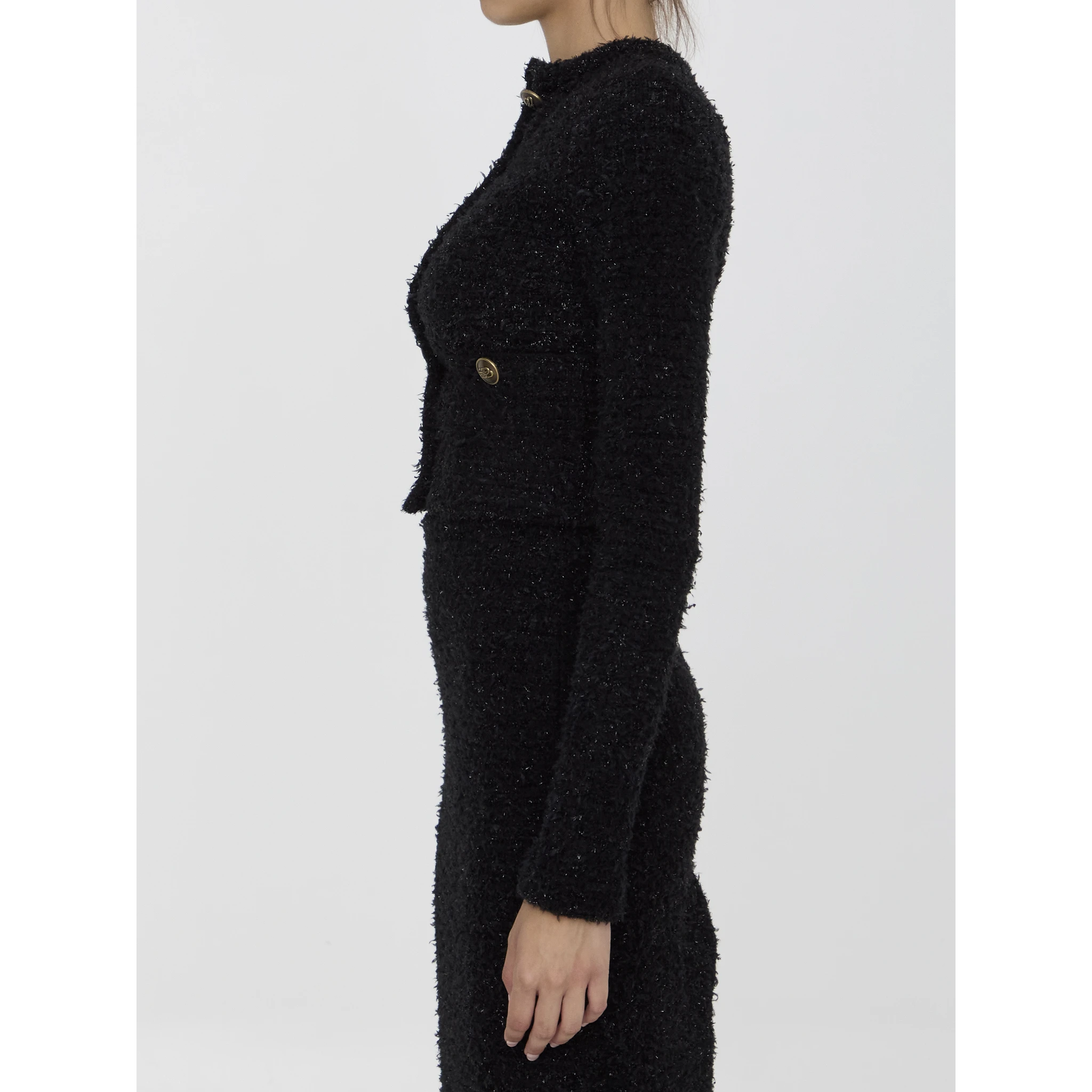 Cropped cardigan in tweed