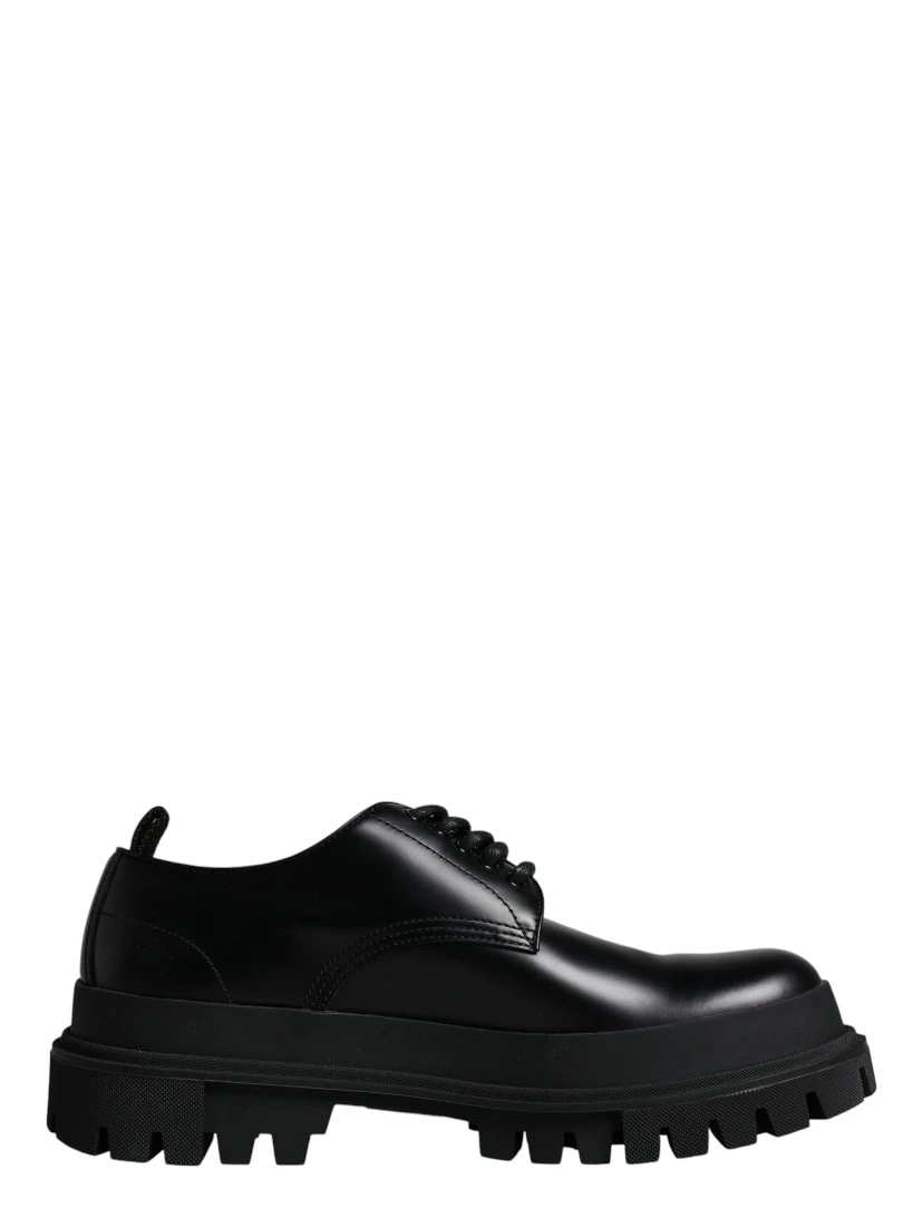 Black Leather Lace Up Trekking Dress Shoes