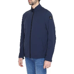 Blue Nylon Full-Length Jacket