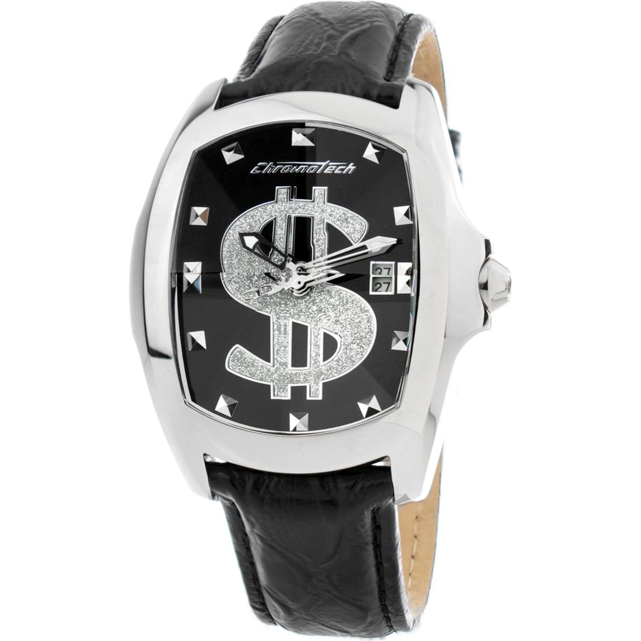 Black Leather Dress Watch