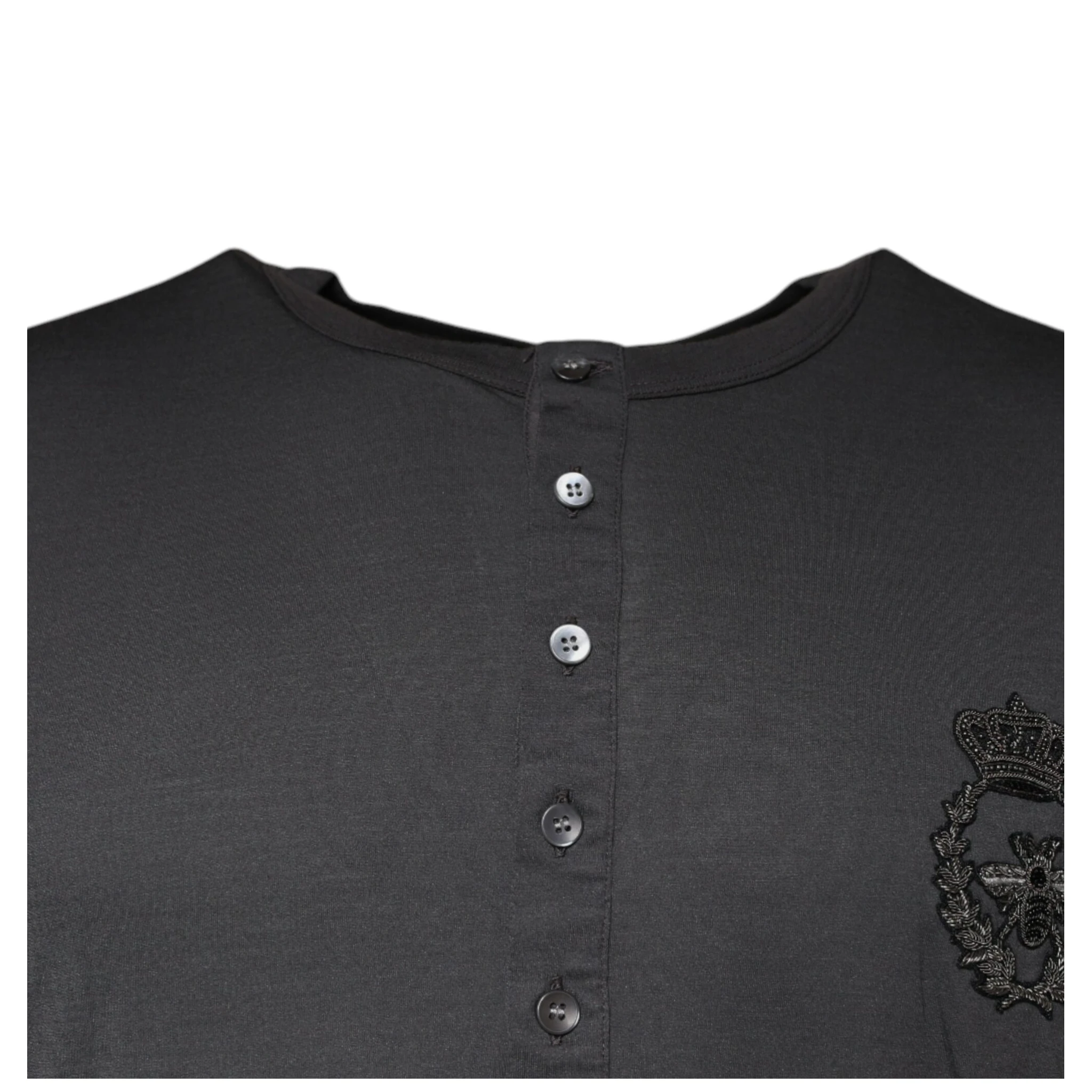 Gray Crown Bee Embroidery Pullover Sweater