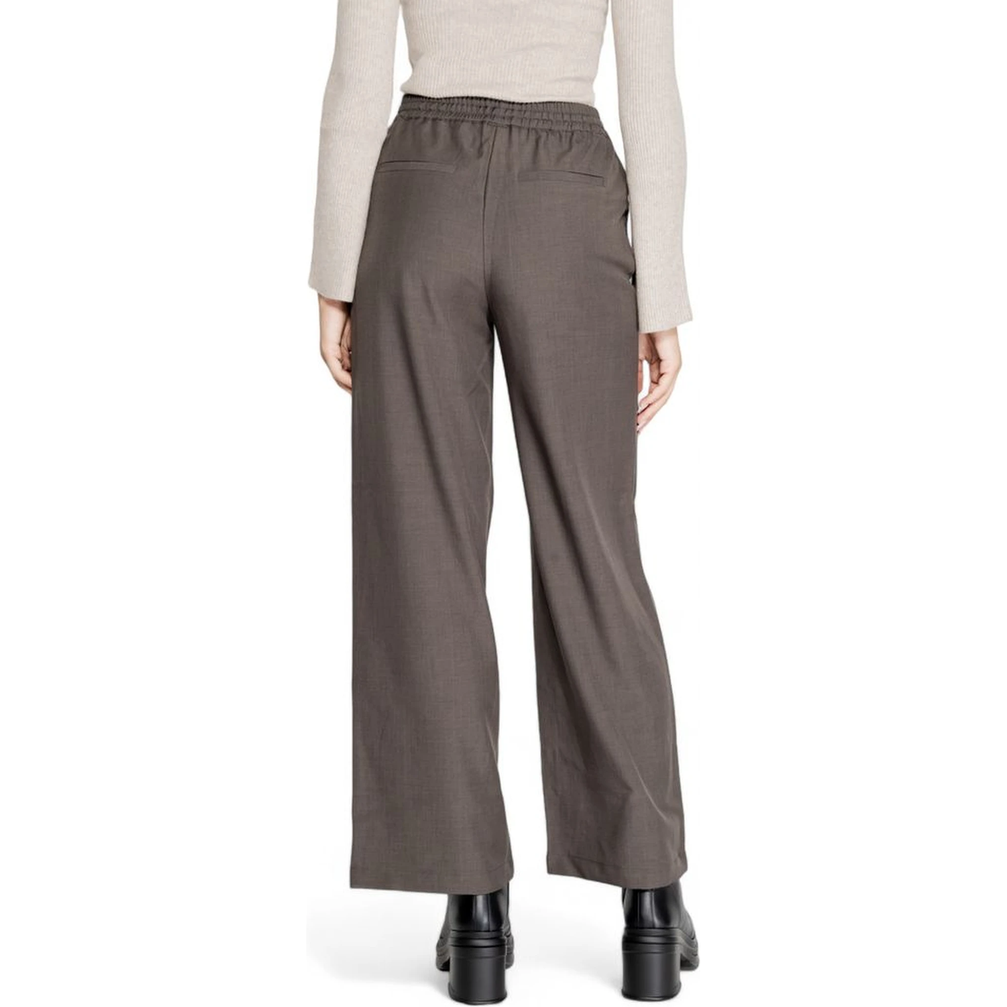 Gray Polyester Casual Pants