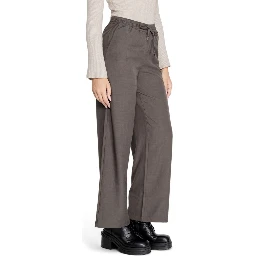 Gray Polyester Casual Pants