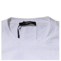 White Medusa Embroidery Crew Neck Pullover Sweater