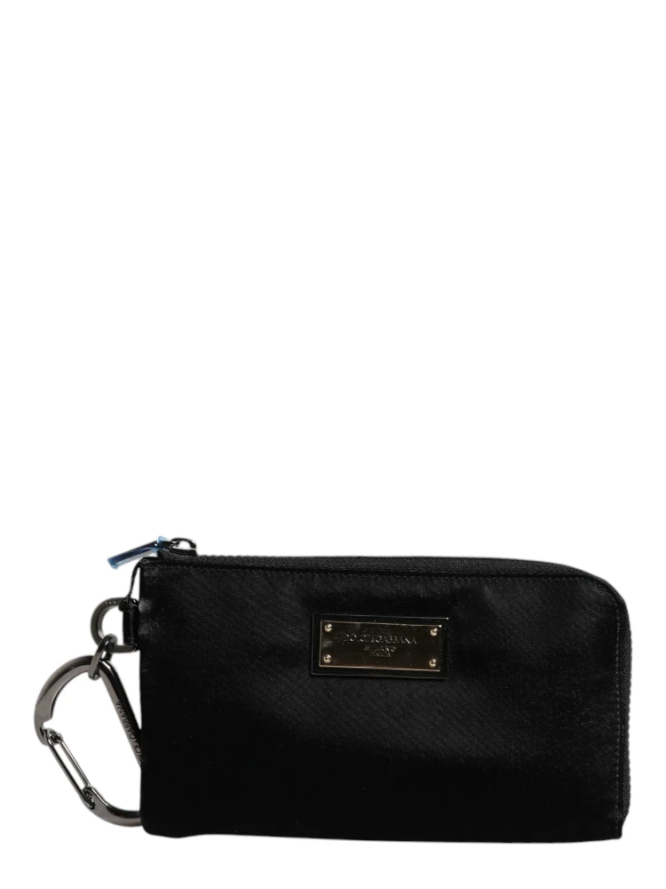 Black Nylon Logo Plaque Keyring Pouch Clutch Bag alternative