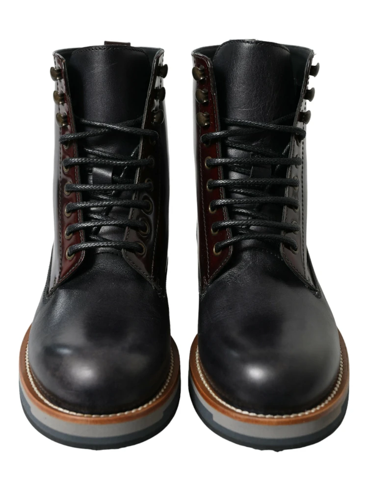 Black Leather Military Combat Boots Shoes alternative