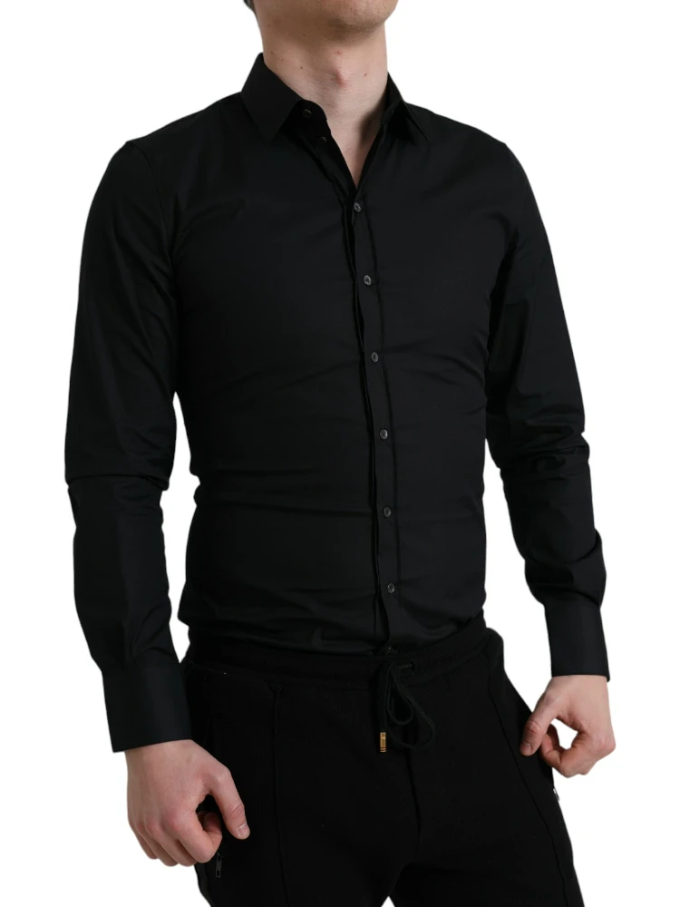 Black Cotton Stretch Slim Formal Dress Shirt alternative