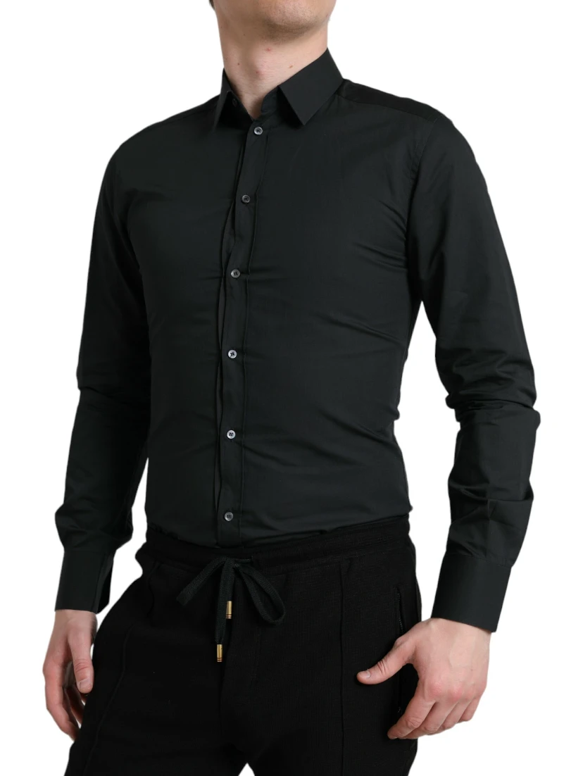 Black Cotton Silk Formal GOLD Dress Shirt
