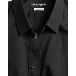 Black Cotton Silk Formal GOLD Dress Shirt