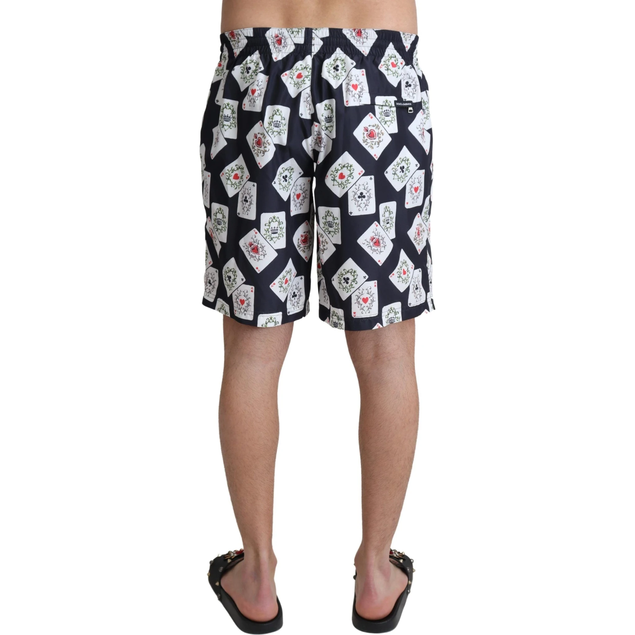 Black Card Deck Print Beachwear Swimshorts