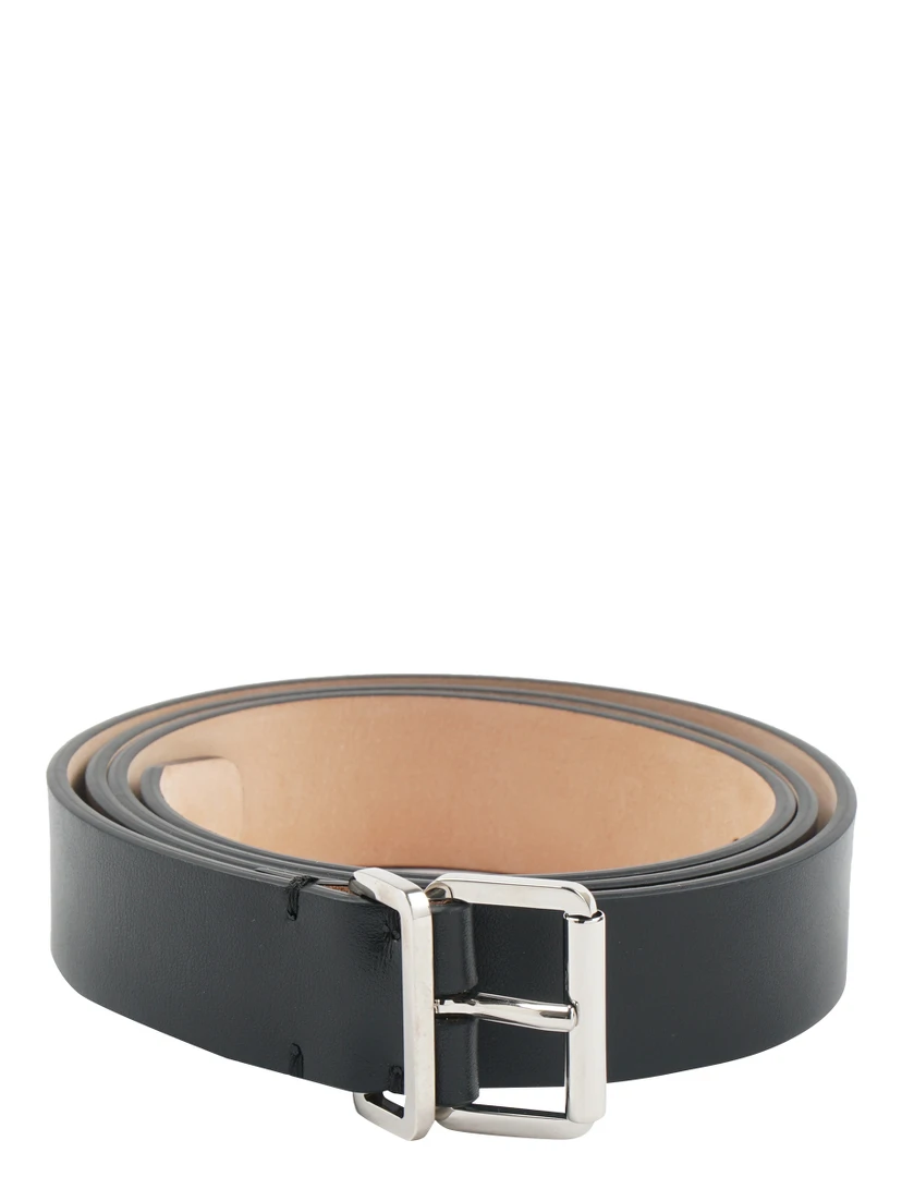 logo-buckle leather belt