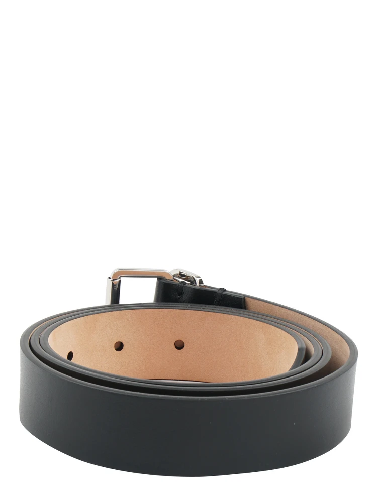logo-buckle leather belt alternative