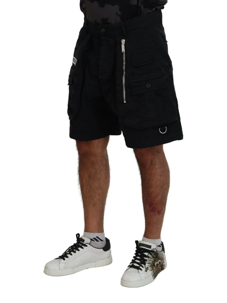 Black Cotton Cargo Boxer Above Knee Shorts alternative