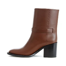 Ankle Strap Printed Logo Boots in brown leather