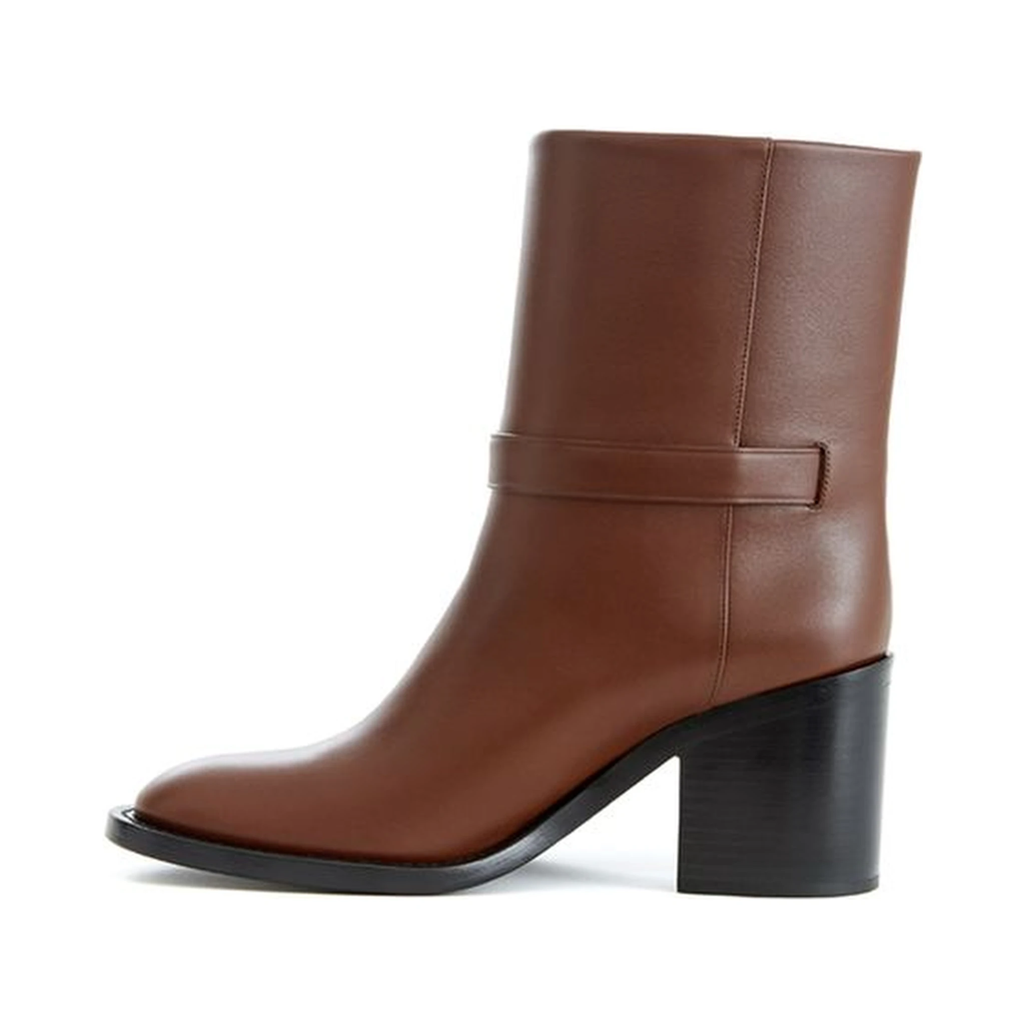 Ankle Strap Printed Logo Boots in brown leather