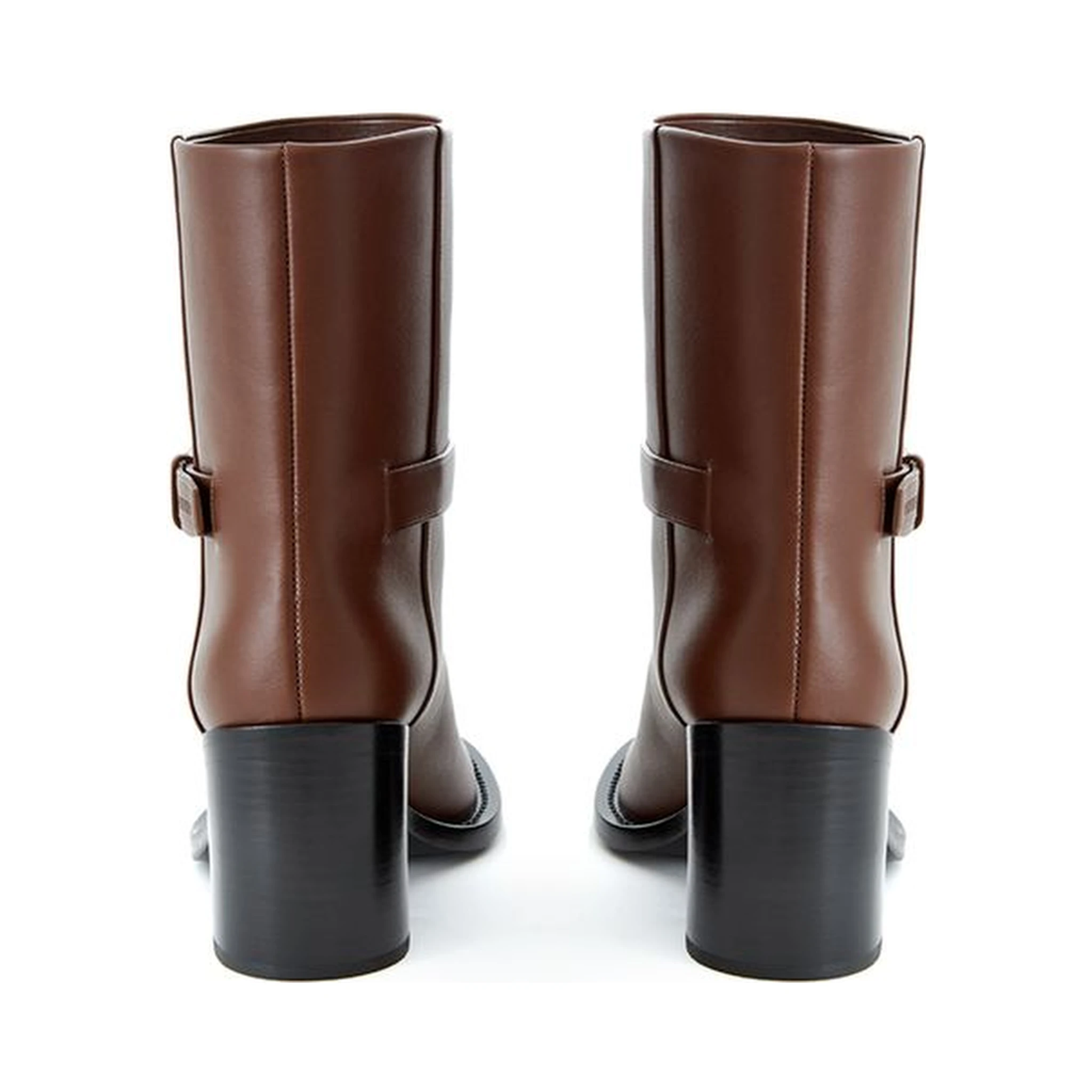 Ankle Strap Printed Logo Boots in brown leather