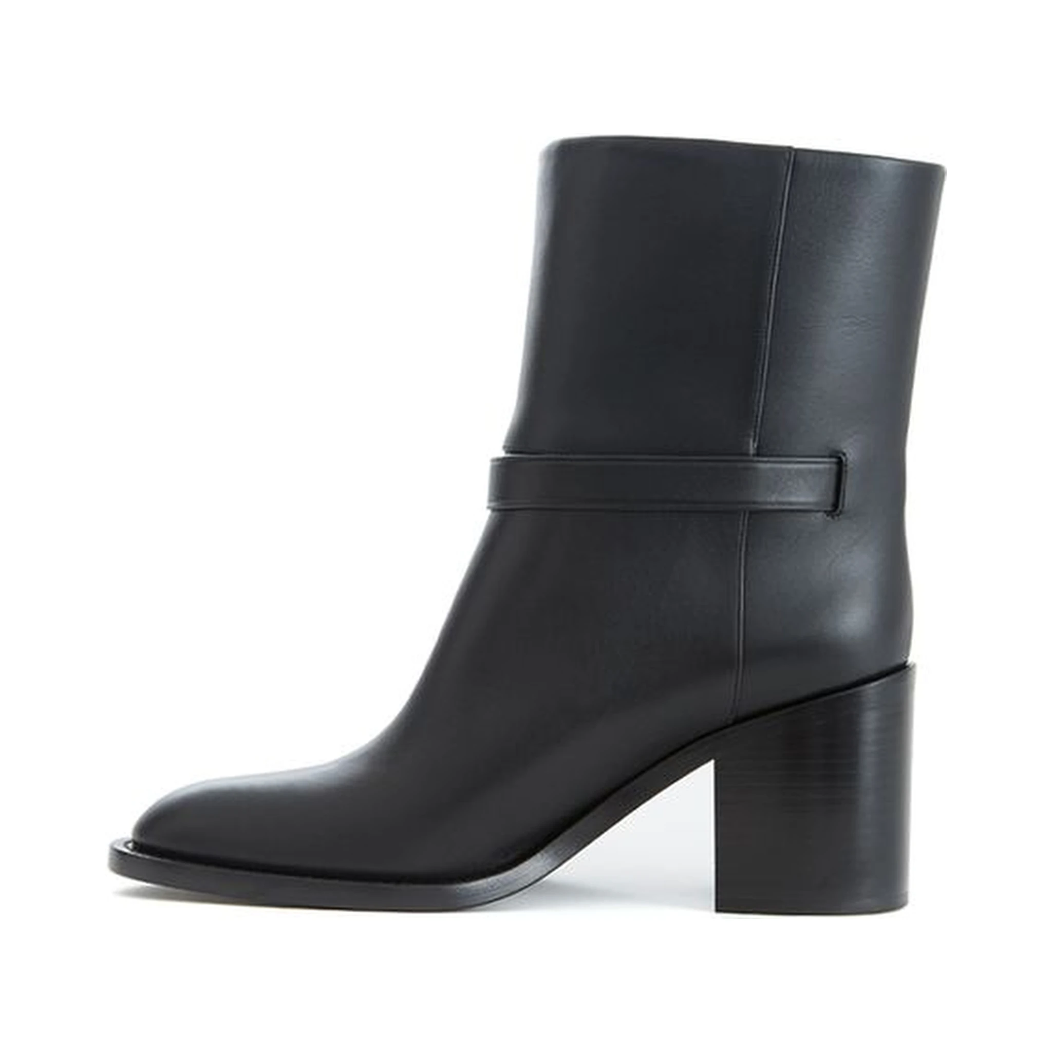 Black leather ankle boots
