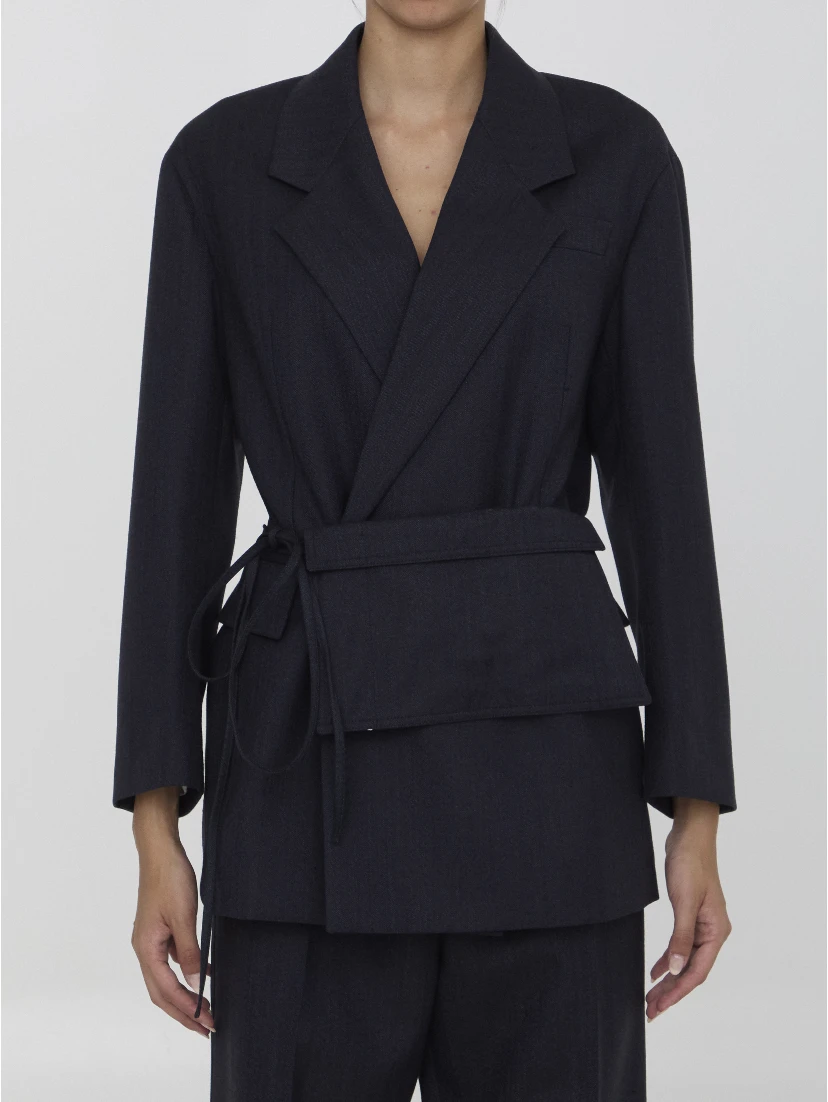Wool jacket with belt