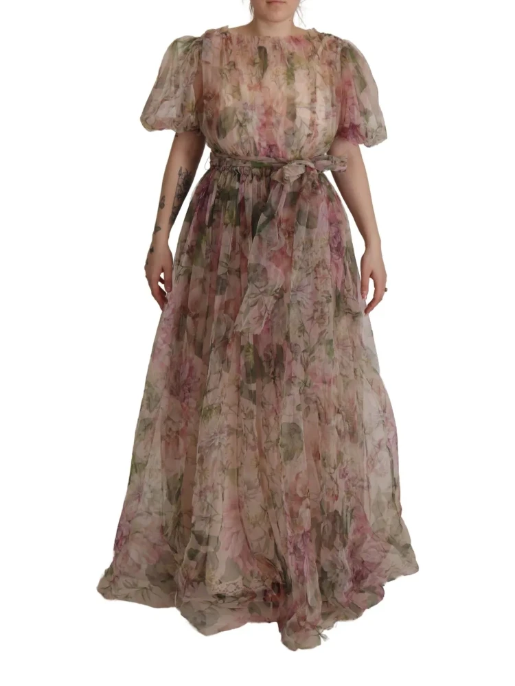 Multicolor Floral Print Long Maxi Gown Dress alternative
