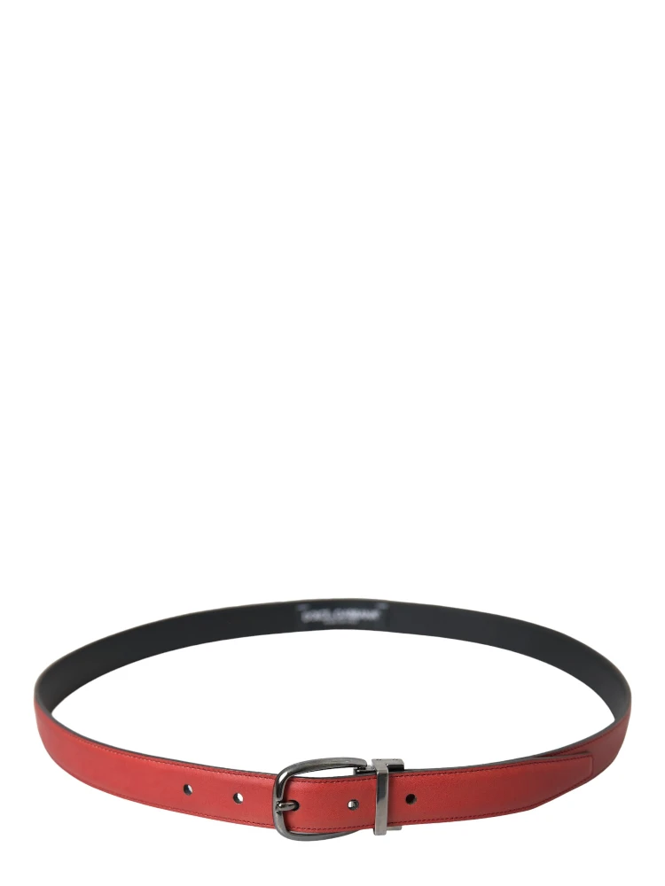 Red Leather Silver Metal Buckle Belt Men alternative