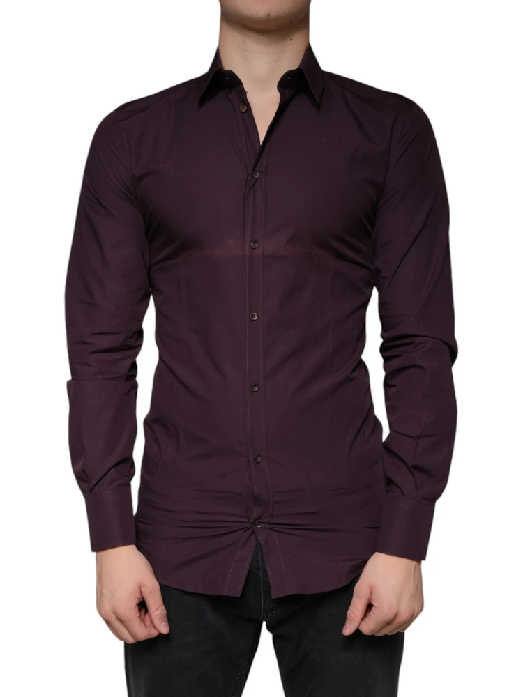 Dark Violet Cotton Dress GOLD Men Formal Shirt