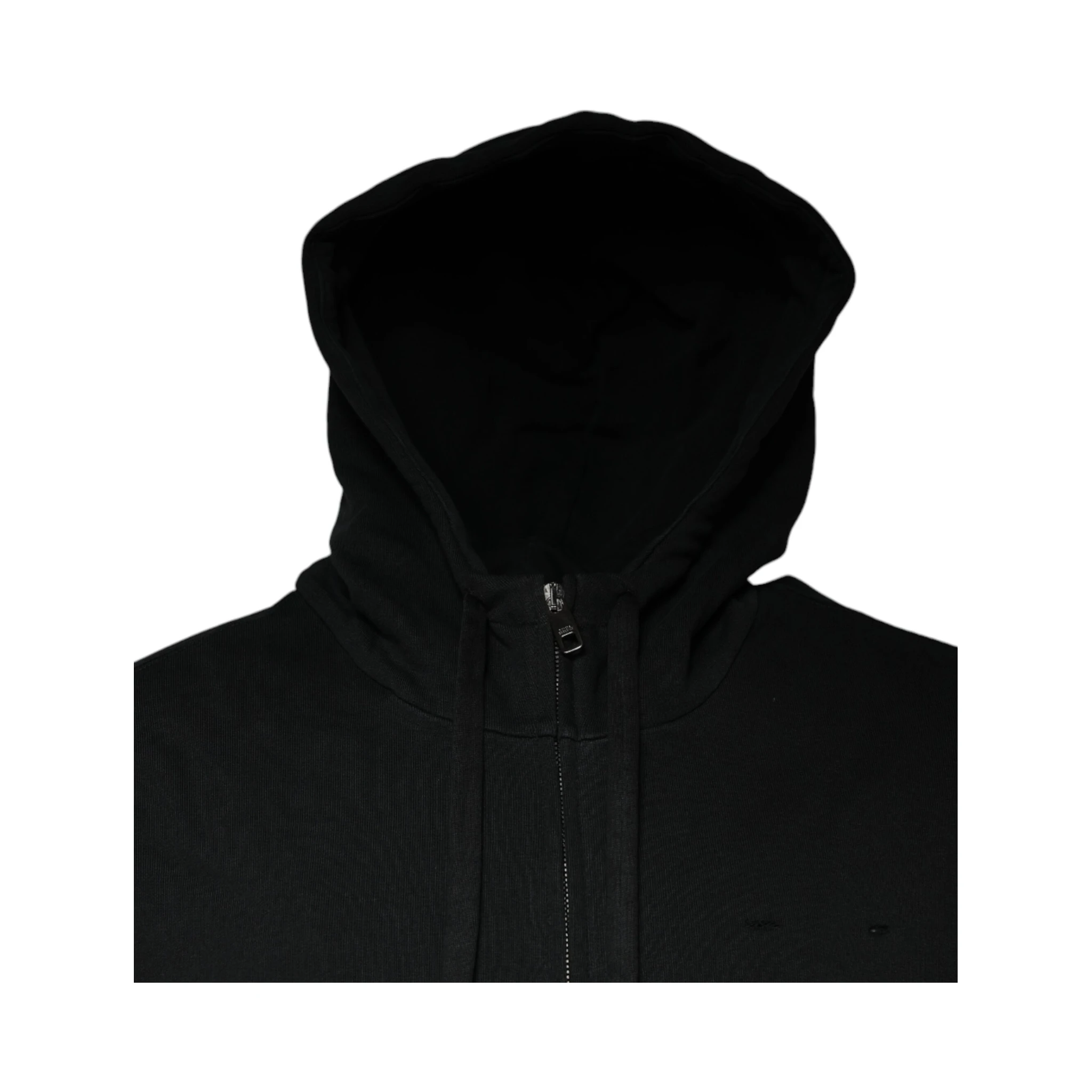 Black Logo Plaque Hooded Full Zip Sweater