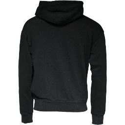 Black Logo Plaque Hooded Full Zip Sweater