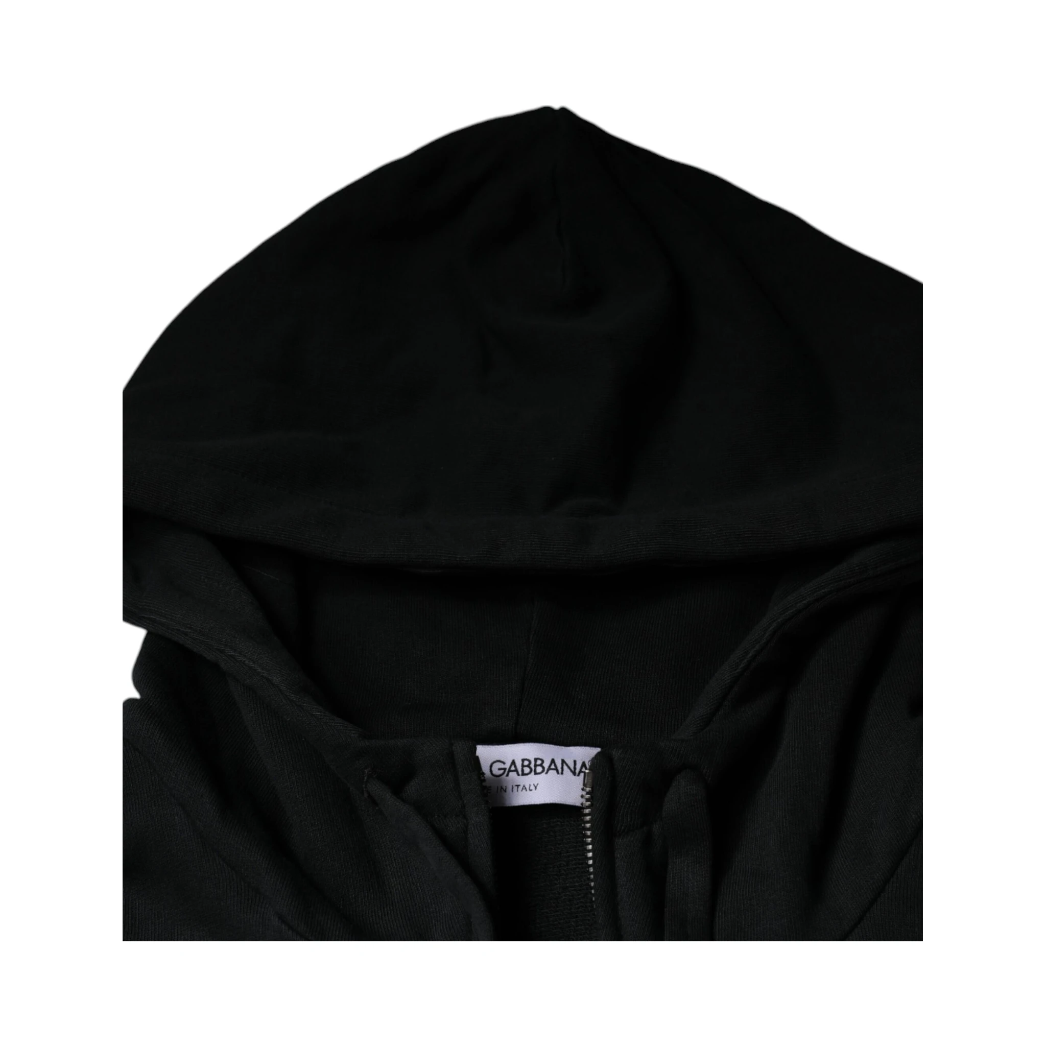 Black Logo Plaque Hooded Full Zip Sweater