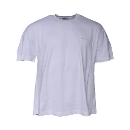 White Logo Cotton Crew Neck Short Sleeves T-shirt