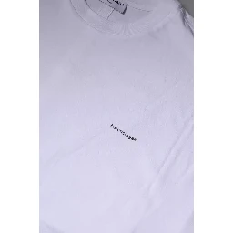 White Logo Cotton Crew Neck Short Sleeves T-shirt