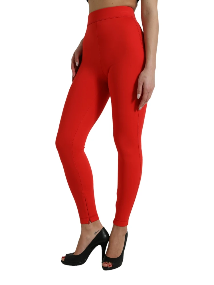 Red Nylon Stretch Slim Leggings Pants alternative