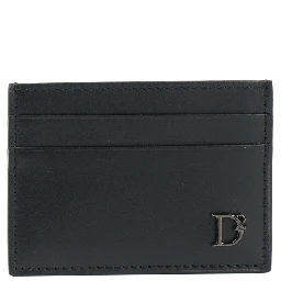 Logo-plaque leather card holder