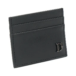 Logo-plaque leather card holder