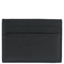 Logo-plaque leather card holder