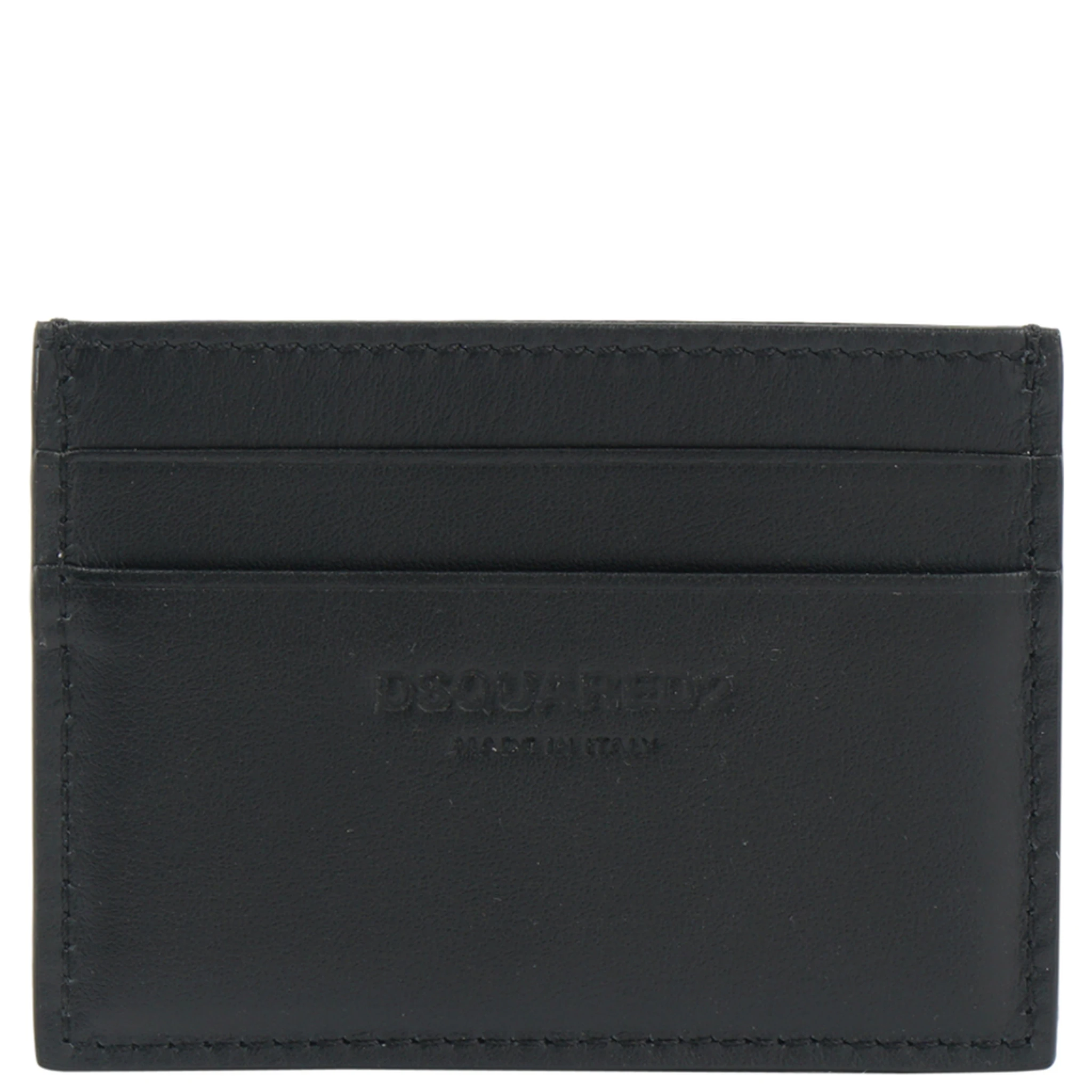 Logo-plaque leather card holder
