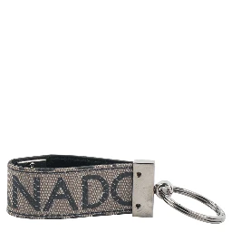 DG Logo Keyring in black jacquard fabric with silver-tone hardware